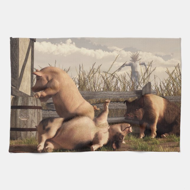 Betrunkene Schweine Küchentuch (Horizontal)