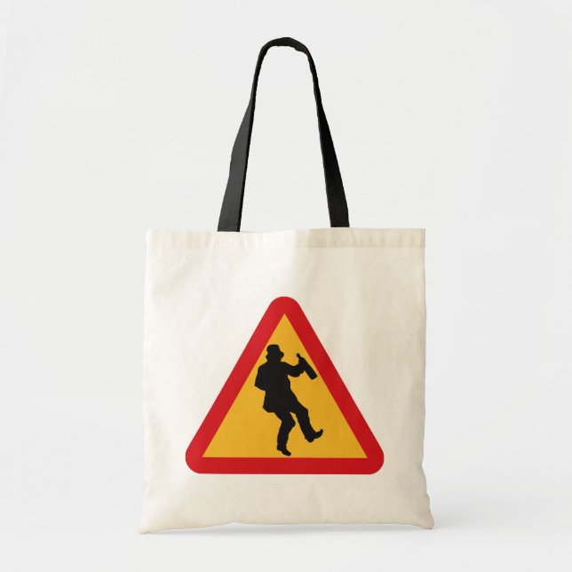 Betrunkene Warntaschen Tragetasche (Vorne)