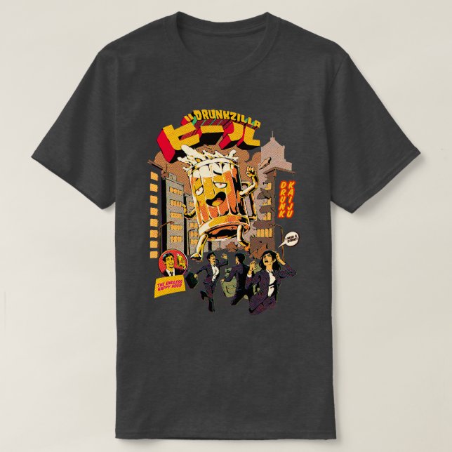 Betrunkener Bierangriff T-Shirt (Design vorne)