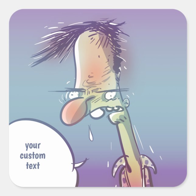 betrunkener Cartoon Quadratischer Aufkleber (Vorderseite)