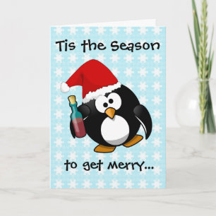 Betrunkener Pinguin Feiertagskarte