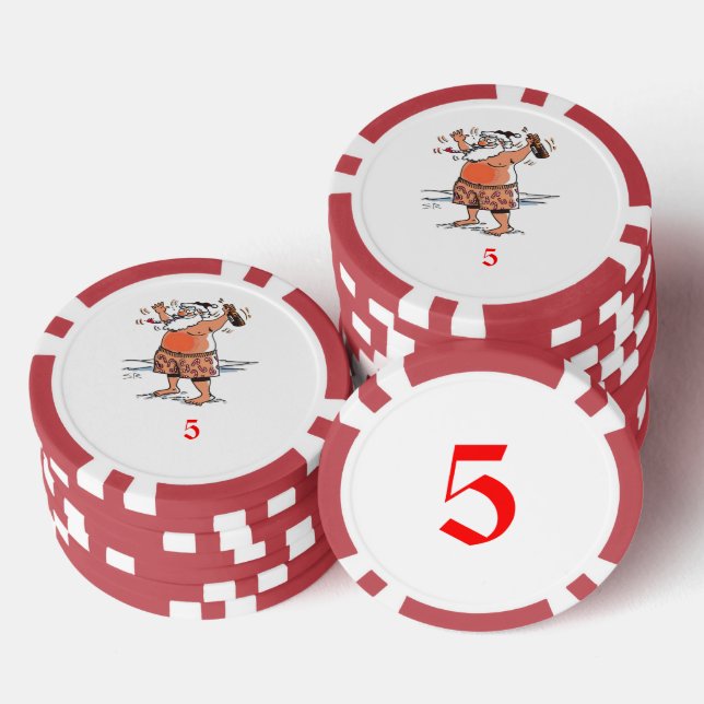 Betrunkener Poker-Chip mit Santa Red 5 Streifen Pokerchips (Stapel)