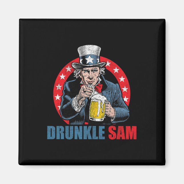 Betrunkener Sam Lustiger 4. Juli Onkel Sam Usa Bie Magnet (Vorne)