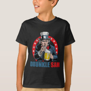 Betrunkener Sam Lustiger 4. Juli Onkel Sam USA Bie T-Shirt
