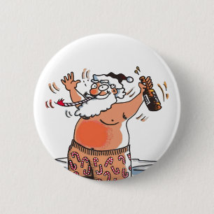 Betrunkener Santa-Knopf Button
