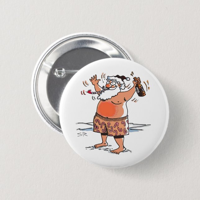 Betrunkener Santa-Knopf Button (Vorne & Hinten)