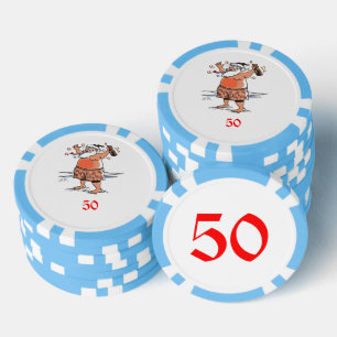 Betrunkener Santa Light Blue 50 gestreifter Poker  Pokerchips