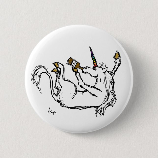 Betrunkener Unicorn-Knopf Button (Vorderseite)
