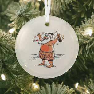 Betrunkener Weihnachtsmann runder Glasanhänger Ornament Aus Glas