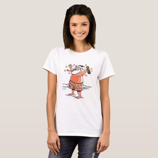 Betrunkener weißer T - Shirt der Santa Women (Vorne ganz)
