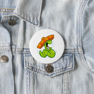 Betrunkener Wurm mit Sombrero-Party Button