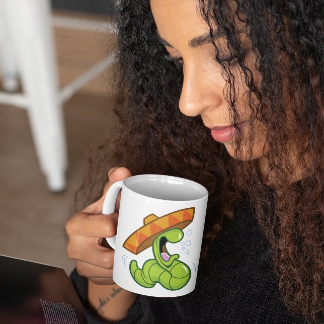 Betrunkener Wurm mit Sombrero-Party Kaffeetasse (Von Creator hochgeladen)