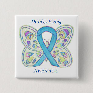 Betrunkenes Button "Butterfly Awareness Ribbon"