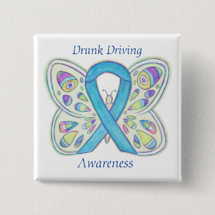 Betrunkenes Button "Butterfly Awareness Ribbon"