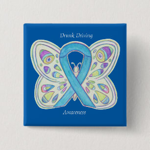 Betrunkenes Button "Butterfly Awareness Ribbon"