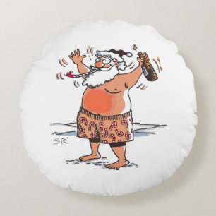Betrunkenes Santa Round Rot Poly Kissen
