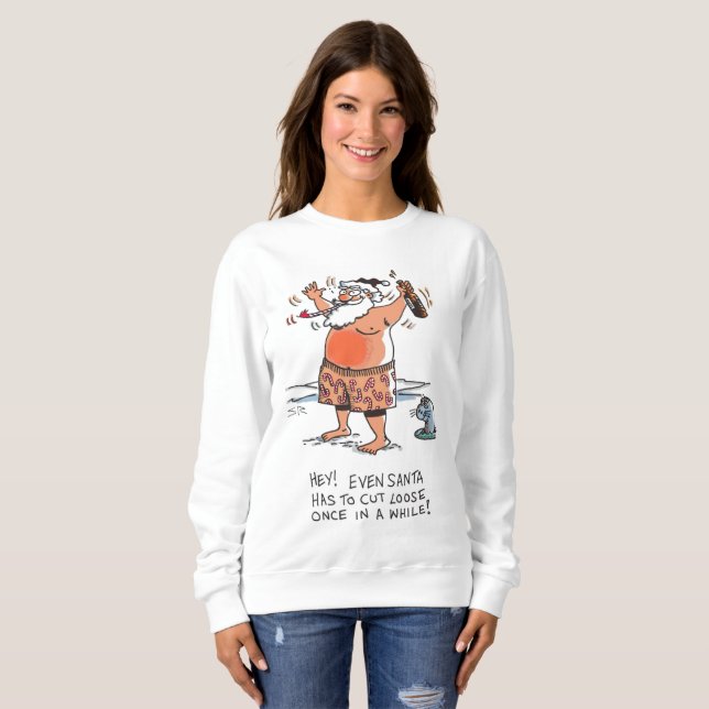 Betrunkenes Weihnachts-Siegel-Frauenweißhemd Sweatshirt (Vorne ganz)