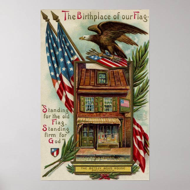 Betsey Ross House, Eagle & Flag Poster (Vorne)