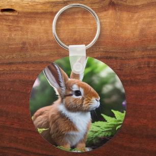 Betsy, das braune und weiße Bunny, der Keyring Schlüsselanhänger