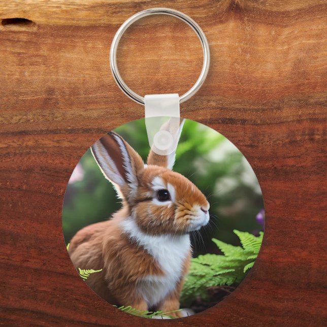 Betsy, das braune und weiße Bunny, der Keyring Schlüsselanhänger (Vorderseite)