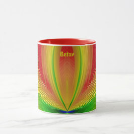 BETSY ~ GLOSSY 3D Green Yellow CHRISTMAS Tasse