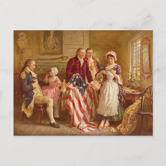 Betsy Ross, 1777 (American History) (USA Patriot) Postkarte (Vorderseite)