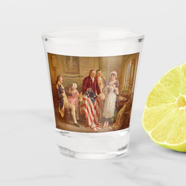 Betsy Ross, 1777 (American History) (USA Patriot) Schnapsglas (Vorderseite)