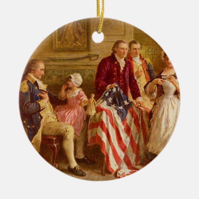 Betsy Ross 1777 von Jean Leon Gerome Ferris Keramikornament (Vorne)