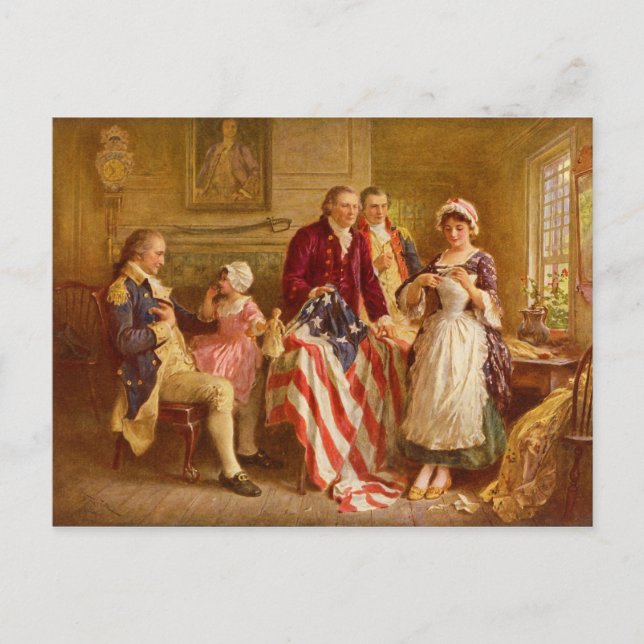 Betsy Ross 1777 von Jean Leon Gerome Ferris Postkarte (Vorderseite)
