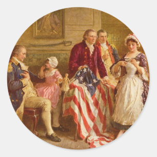 Betsy Ross 1777 von Jean Leon Gerome Ferris Runder Aufkleber