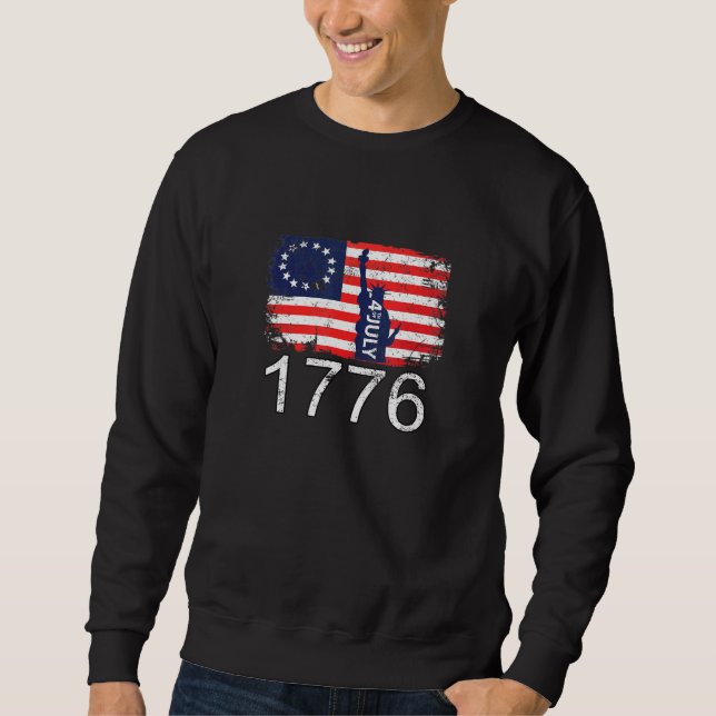 Betsy Ross 4. Juli American Flag 1776 Retro Sweatshirt (Vorderseite)