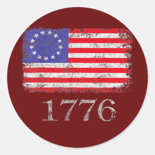 Betsy Ross 4. Juli Amerikanische Flagge 1776 Retro Runder Aufkleber