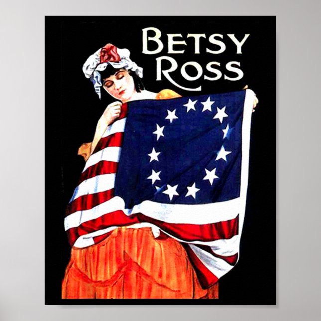 Betsy Ross American Flag 1776 Art 4.Juli Geschenk Poster (Vorne)