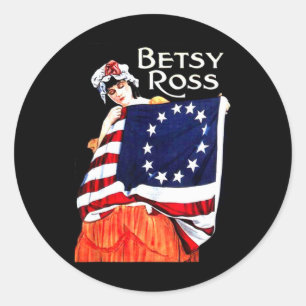 Betsy Ross American Flag 1776 Art 4.Juli Geschenk Runder Aufkleber