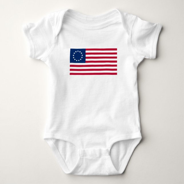 Betsy Ross American Flag Baby Strampler (Vorderseite)