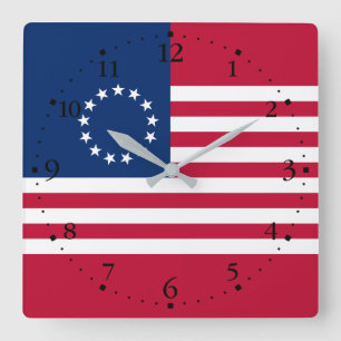 Betsy Ross American Flag Quadratische Wanduhr