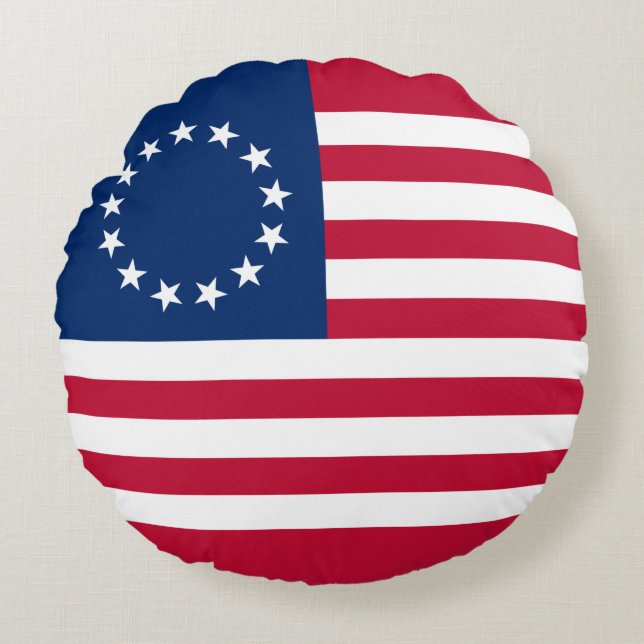 Betsy Ross American Flag Rundes Kissen (Vorderseite)