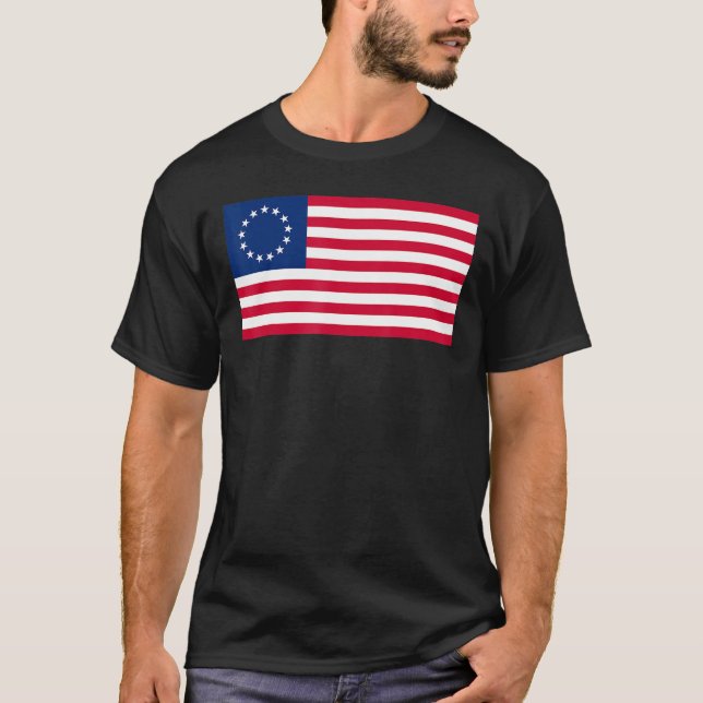 Betsy Ross American USA Flag 1777 Revolutionär USA T-Shirt (Vorderseite)