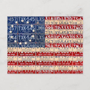 Betsy Ross American Vintag Flag License Plate Art Postkarte