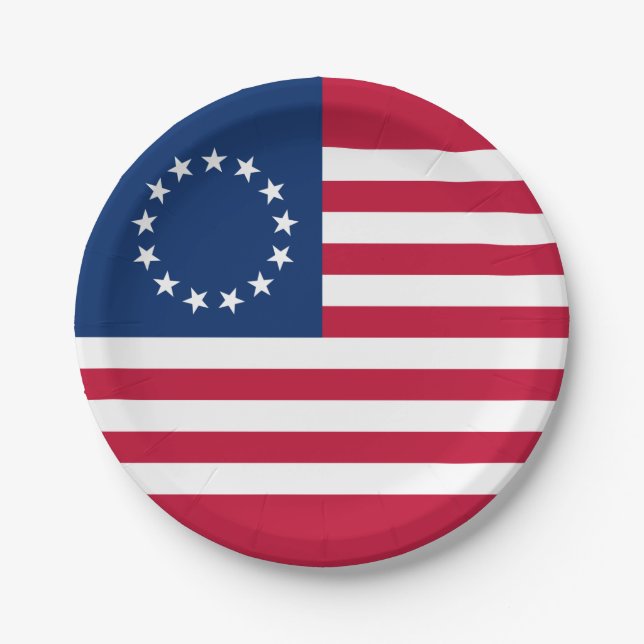 Betsy Ross Amerikanische Flagge Pappteller (Vorderseite)