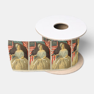 Betsy Ross Erste amerikanische Flagge und Siegel V Satinband