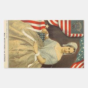 Betsy Ross First American Flag und Siegel Vintag U Rechteckiger Aufkleber