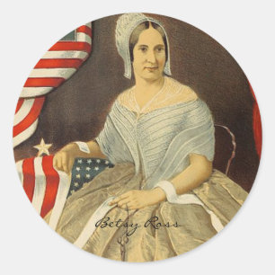 Betsy Ross First American Flag Vintag Portrait USA Runder Aufkleber