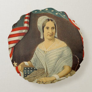 Betsy Ross First American Flag Vintag Portrait USA Rundes Kissen