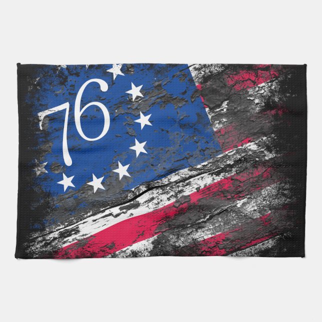Betsy Ross Flag 1776 Patriotic 4. Juli Geschirrtuch (Horizontal)