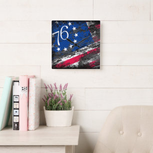 Betsy Ross Flag 1776 Patriotic 4. Juli Quadratische Wanduhr