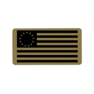 Betsy Ross Flag, Black Line Art Adressaufkleber