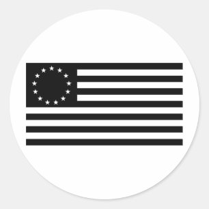 Betsy Ross Flag, Black Line Art Runder Aufkleber