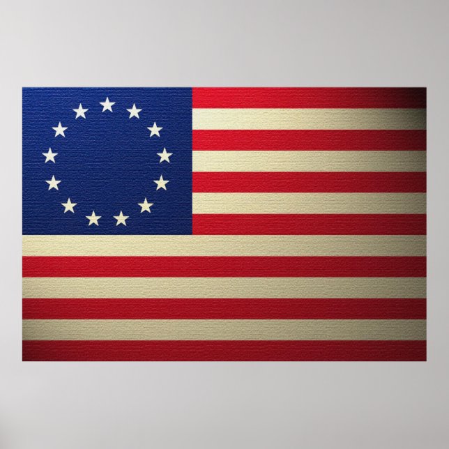 Betsy Ross Flag Canvased Antiqued Poster (Vorne)