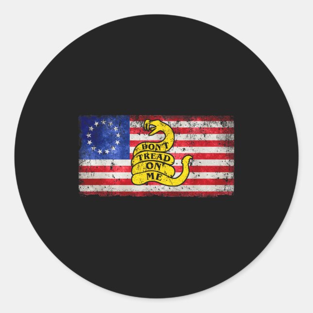 Betsy Ross Flag Dont Tread Patriotic On Me For Men Runder Aufkleber (Vorderseite)